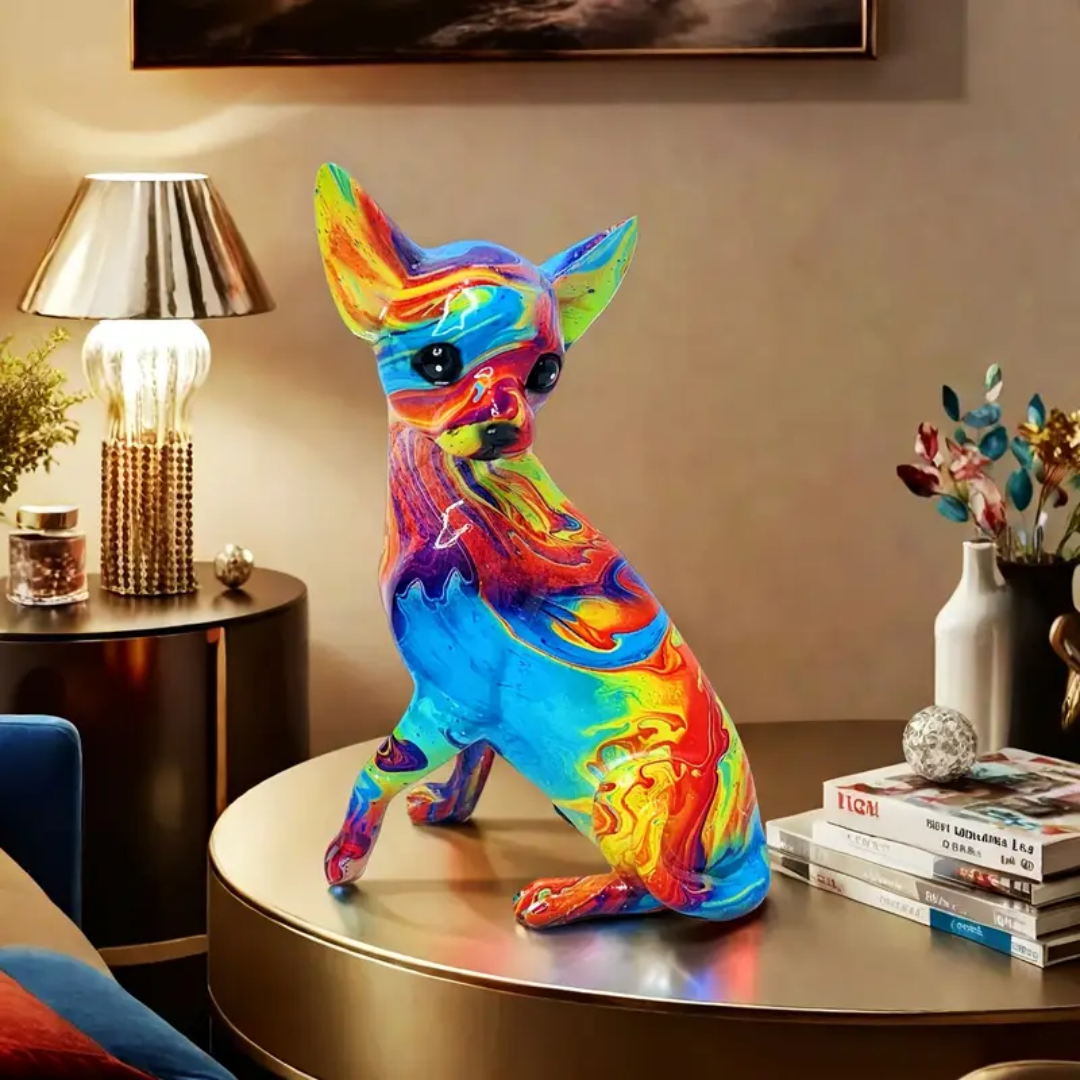 Lampada da tavolo chihuahua in resina vivace